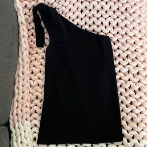 Theory black one shoulder sleeveless top